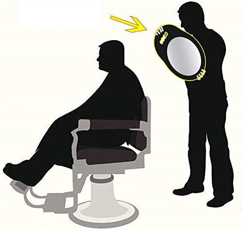 Mpowtech Holding Mirror - espelho redondo com alça com espelhos duráveis ​​para a mão para barbearia - espelho de barbeiro para cabelos