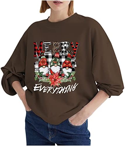 Narhbrg Feliz Natal Sorto para mulheres xmas xadrez camisetas impressas