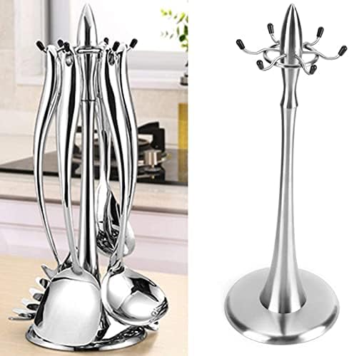 Luckyyan Stand de utensílio de cozinha em aço inoxidável, armazenamento rotativo de 360 ​​graus, utensílios de cozinha