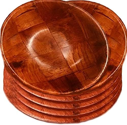 Tigela de salada redonda de madeira, tigela de lanches de lanches de madeira de madeira