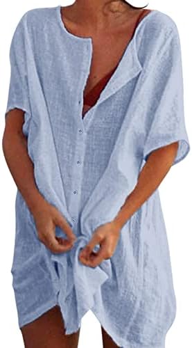Miashui confortável conforto em camisola com mangas mulheres v ritmo de pescoço de camisa de pescoço de cor sólida cor 3/4 de comprimento