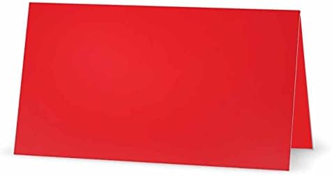 Cartões de lugar vermelho - plana ou barraca - 10 ou 50 pacote - Frente em branco branco com borda de cor sólida - Nome