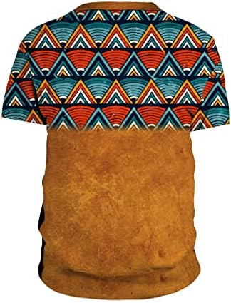 Camisas geométricas astecas masculinas Henry camisetas vintage Tops de manga curta