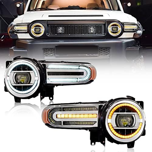 Montagem dos faróis de LED arcaico para 2007-2021 Toyota FJ Cruiser, sinal de giro sequencial DRL, faróis de cruzeiro FJ, luzes de condução de alta folga, par