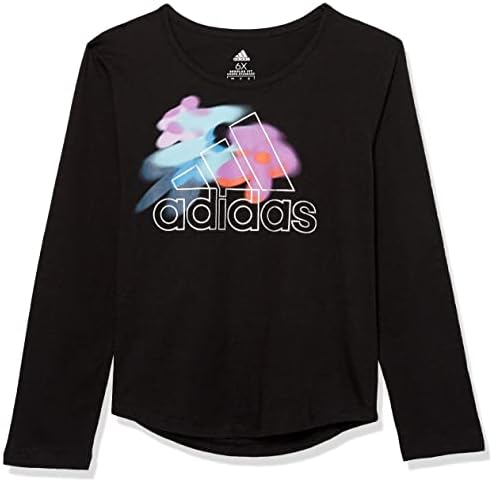 Camiseta gráfica de coleta de algodão de algodão comprido de meninas adidas Girls