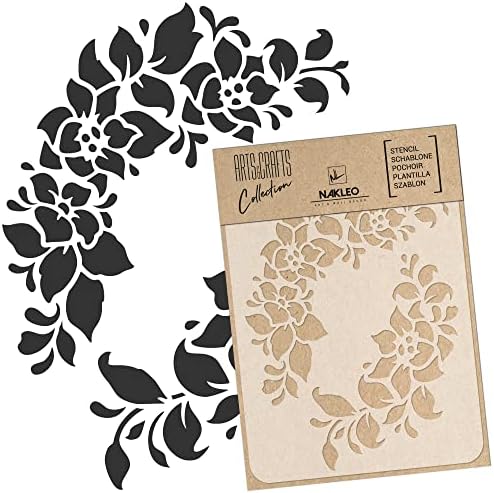 Estêncil de plástico reutilizável na NAKLEO DIY - 15x21cm / 5,8 ”x 8,3” - Flores Floral - Art Craft Wall Painting Modelo