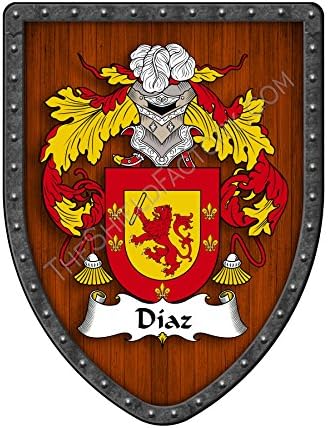 Diaz i brasão personalizado de armas Hispânicas Espanos Hispânica Crista Ancestralidade e Patrimônio Pendurado Metal Shield - Made nos EUA