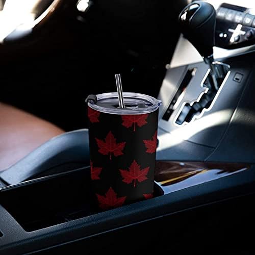 Cofler de café de folha de bordo vermelho xícara de carro de 600 ml com caneca de aço inoxidável caneca de aço de
