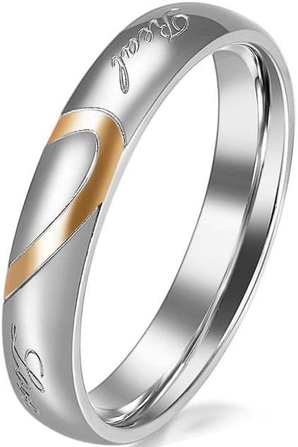 Oyalma Lover's Heart Shape 316L Mens Womens promessa anel Real Love Casal Wedding Rings - 1 Piece - Mulheres - 11-03974