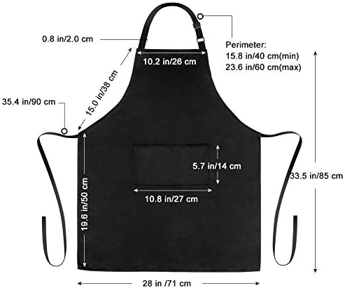 Jubatus 2 pacote de aventais com 2 bolsos de cozinha de cozinha de cozinha para homens, preto