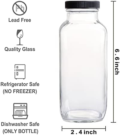 Hingwah 16 oz de vidro garrafas, conjunto de 12 garrafas de água de vidro vintage com tampas, ótimas para armazenar sucos, leite, bebidas, kombucha e muito mais