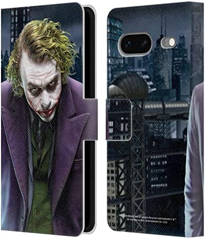 Os projetos de capa de cabeça licenciados oficialmente o Dark Knight Joker personagem Art Art Leather Book Cartet Case Cappes Compatible With Google Pixel 7