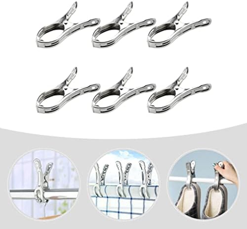 Voo de Yarnow Vooneio ao ar livre 6pcs Aço inoxidável Roupas à prova de vento Clipes portáteis Crampos de aço inoxidável CLAMPS PROVA