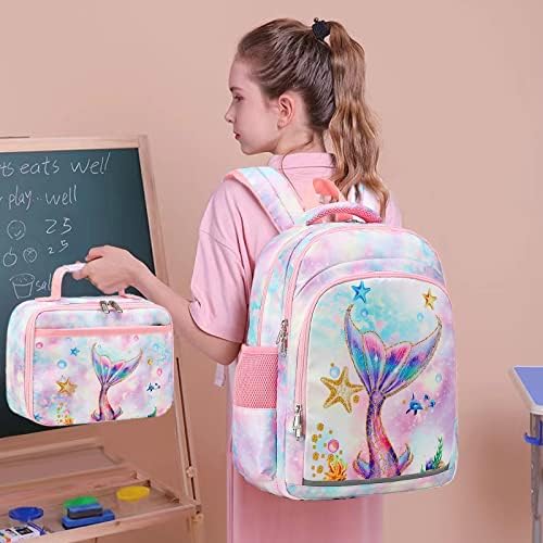 Mochila da escola infantil Ledaou com lancheira para garotas Bolsa escolar de bolsa pré -escolar Backpack da criança infantil