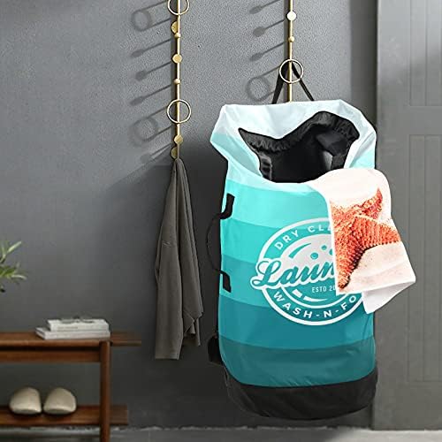Bolsa de lavanderia azul com alças de ombro de lavanderia Backpack Saco de tração Fechamento suspenso Tester para o Camp College
