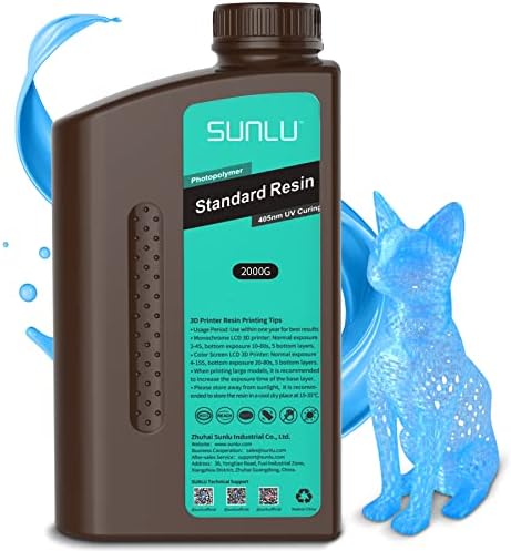 Sunlu 3D Impressora Resina 2kg Branco e Sunlu 3D Resina de Impressora 2kg Clear Blue, 2000g Photopolymer padrão 405nm Resina