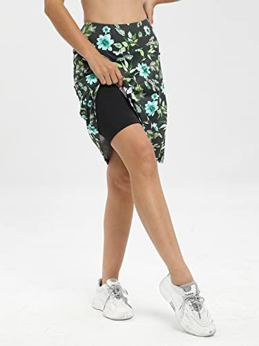 Grooree feminino-tennis-skirts 21 Skorts de joelho de joelho-de-joelho-de-treino modesto-golfe-de-atléticos-atléticos-proteção