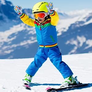 American Trends Kids Luvas de inverno à prova d'água para meninos de esqui meninas ladeadas de lã de lã de lã Mittens neve