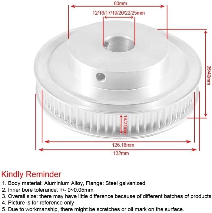 Axwerb Professional 1pc 5m 80t Polia de tempo de forma de bf, 12/16/19/20/20m de renda da polia de cinto CNC de furo 16/11 mm