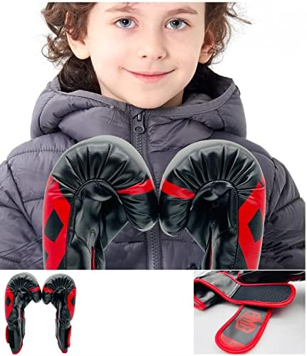Ama Daan MMA Boxe Luvas para crianças meninas e meninos de jovens de 5 a 12 anos de dar um soco nas luvas para saco de pancadas,