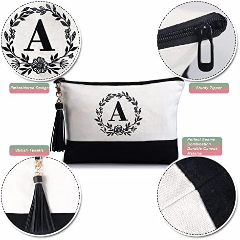 Bolsa de maquiagem personalizada para mulheres para mulheres presentes de aniversário exclusivos para a mãe Bolsa de cosméticos de tela inicial com bolso interno e borla para presentes de graduação Professores Amigos Viagem Bordado B