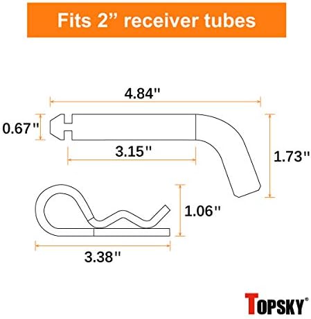 TOPSKY TS2101B TRAILER PIN e clipe, diâmetro de pino de 5/8 polegadas, se encaixa no receptor de 2 polegadas preto