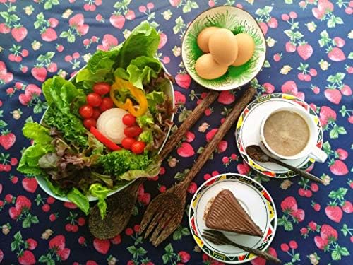 Nickiethai Natural Palm Wood Wood Handmade Salad Server Garfo Conjunto de presentes para salada e massa House House Restaurante