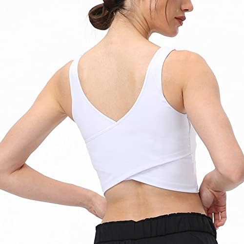 Meslong Women Longline Cross Back Yoga Sports Bras Gym Running Bra Wirefree Free Workout Crop Tank Tops