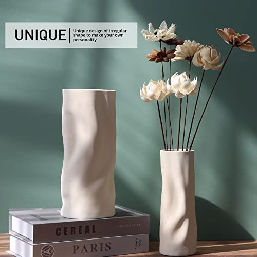 Conjunto de vasos de cerâmica Abbittar de 2, 10,7 e 9 h grandes vasos de flores para decoração de casa rústica, decoração
