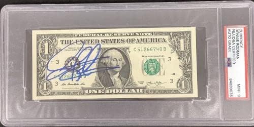 Dennis Rodman assinou pistões de moeda￼ ￼ Basquete￼ Psadna Auto Psadna $ 1 Bill Mint 9 - Basquete autografado