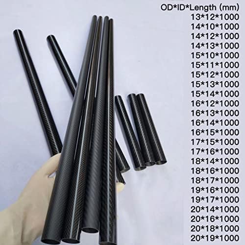 1pcs 3k Tubo completo de fibra de carbono, OD13 14 15 16 17 18 19 mm 1000mm de comprimento Tubo de carbono para drones DIY, hastes