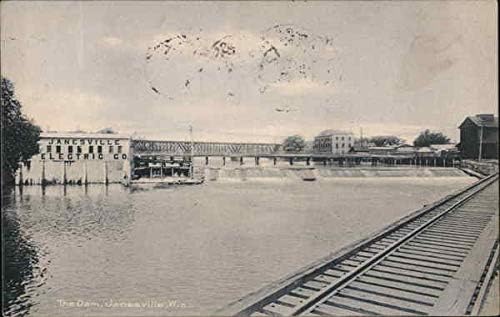 The Dam Janesville, Wisconsin WI Original Antique Post cartão 1906
