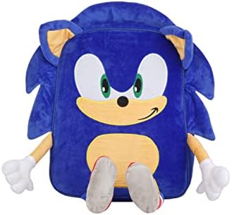 INOVAÇÕES DE ACESSORES AI Sonic the Hedgehog Mackpack Para meninos, plush acolchoado com alças ajustáveis, sagra escolar sônica