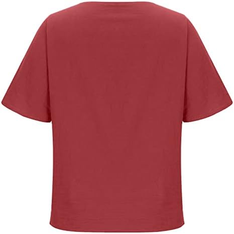 Camiseta de linho de algodão feminina tops de dente-de-de-de-de-de-de-leão da moda camisetas de túnica curta de túnica casual