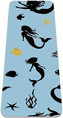 Mermaid Seaweed Fish Silhouette Blue Premium Premium grosso de ioga MAT ECO AMICIONAL DE RORBO