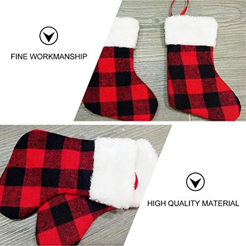 Abaodam 1 Conjunto 12pcs 7 em meias de Natal Bolsas de presente preto e vermelho pingentes de árvore usados ​​para
