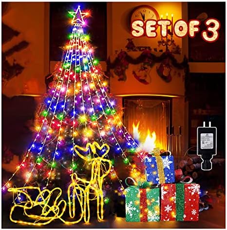 5 pacote de luz de natal decorações ao ar livre, 200 LEDs rena de Natal + 74 LED 3 caixas de presente iluminadas com pacote + 11,8
