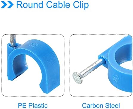 clipes de cabo redondos de Uxcell, 15,7 mm 24 PCs Gerenciamento de cordão PE com unhas de aço carbono para cabos de fios domésticos, azul