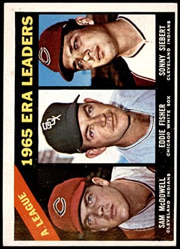 1966 Topps # 222 líderes da ERA Eddie Fisher/Sam McDowell/Sonny Siebert Indians/White Sox VG/Ex Indians/White Sox