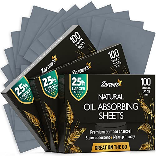 Papel de transferência natural para a pele oleosa com carvão de bambu - 25% maior - 3pk/300 folhas de transferência