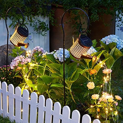 Engmoo Luzes solares decoração de jardim ao ar livre pode regar as luzes da paisagem à prova d'água fora das decorações do presente de jardinagem para o pátio do quintal da varanda do quintal da varanda do quintal da varanda