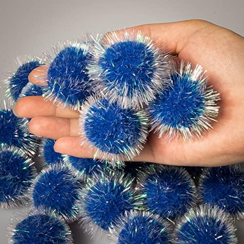 Vapker 30 PCs Toys de bola de gato Sparkle Balls Extra Grande 2 polegadas Cat Chase Glitter Ball Tinsel Pom Pom Poms Bolas de cor