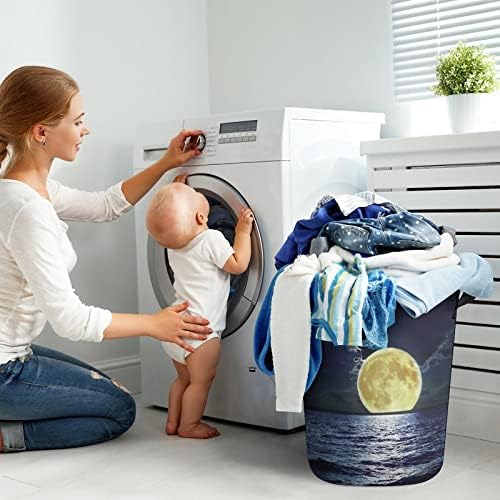 Lua cheia e lavanderia de lavanderia de lavanderia dobrável Lavanderia Saco de armazenamento de lavanderia com alças