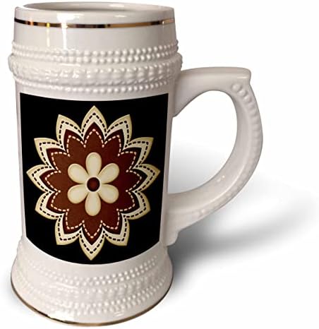 Ilustração de flores marrom e bege fofa de 3drose - 22oz de caneca de Stein