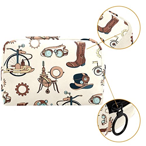 Bolsa de maquiagem Bolsa de cosméticos steampunk atributos ilustração bolsa de saco de higiene pessoal com zíper e alça