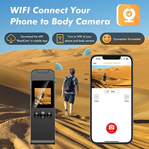 Pacote Losfom 64g Câmera corporal com clipe + câmera corporal montagem de ímã, câmera de corpo desgastada com giro de atualização, adequado para pilotar, reunir -se, fazer caminhadas