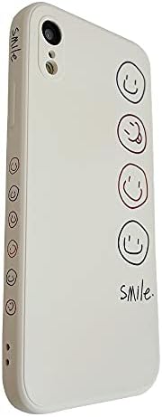 Caixa de telefone lateral de padrão de sorriso fofo compatível com iPhone XR Cover moda Silicone Protective Casos para Apple iPhone XR - White