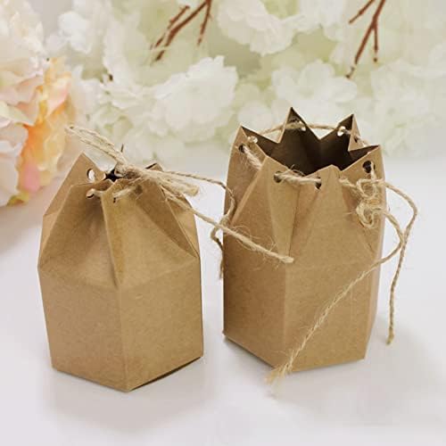 AGATIGE 50pcs Candy Candy Treat Box, Hexagonal Easy Fold Party Favor Boxes Caixa Dia dos Namorados para festa de aniversário de casamento