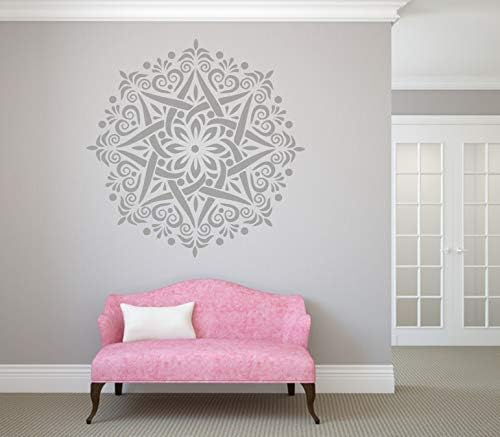 Mandala Flower Star redonda Oriental Exótico A5 A4 A3 e Tamanhos Grandes decoração de parede de estêncil reutilizável