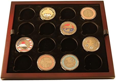 Bandeja de moedas para 16 cápsulas H grandes ou air-tite H Capsules/Desafio Fits Fits in MahoGany Finish Wood Display 4 pacote